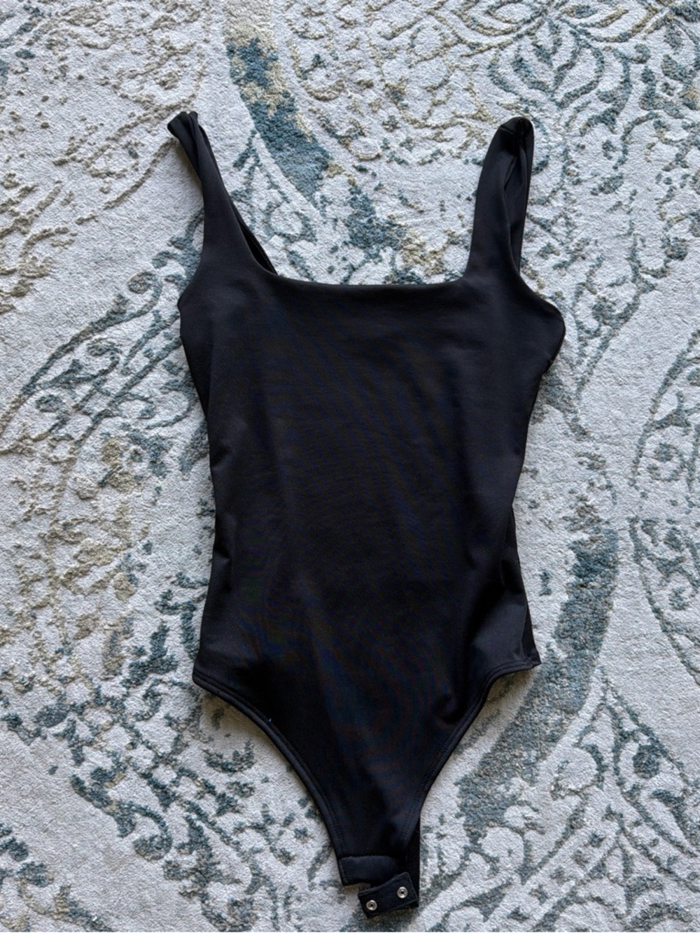 Women's Black Square Neck Bodysuit